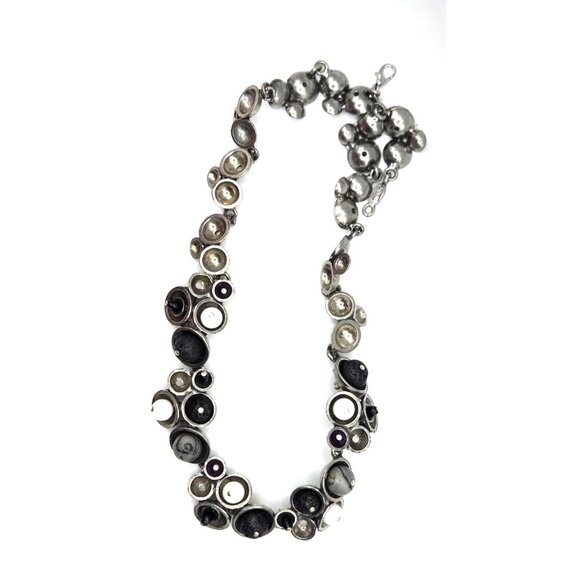 Osmose By Sonia Ferland Necklace MCM Brutalist Modern Designer with lava agate - Picture 8 of 9